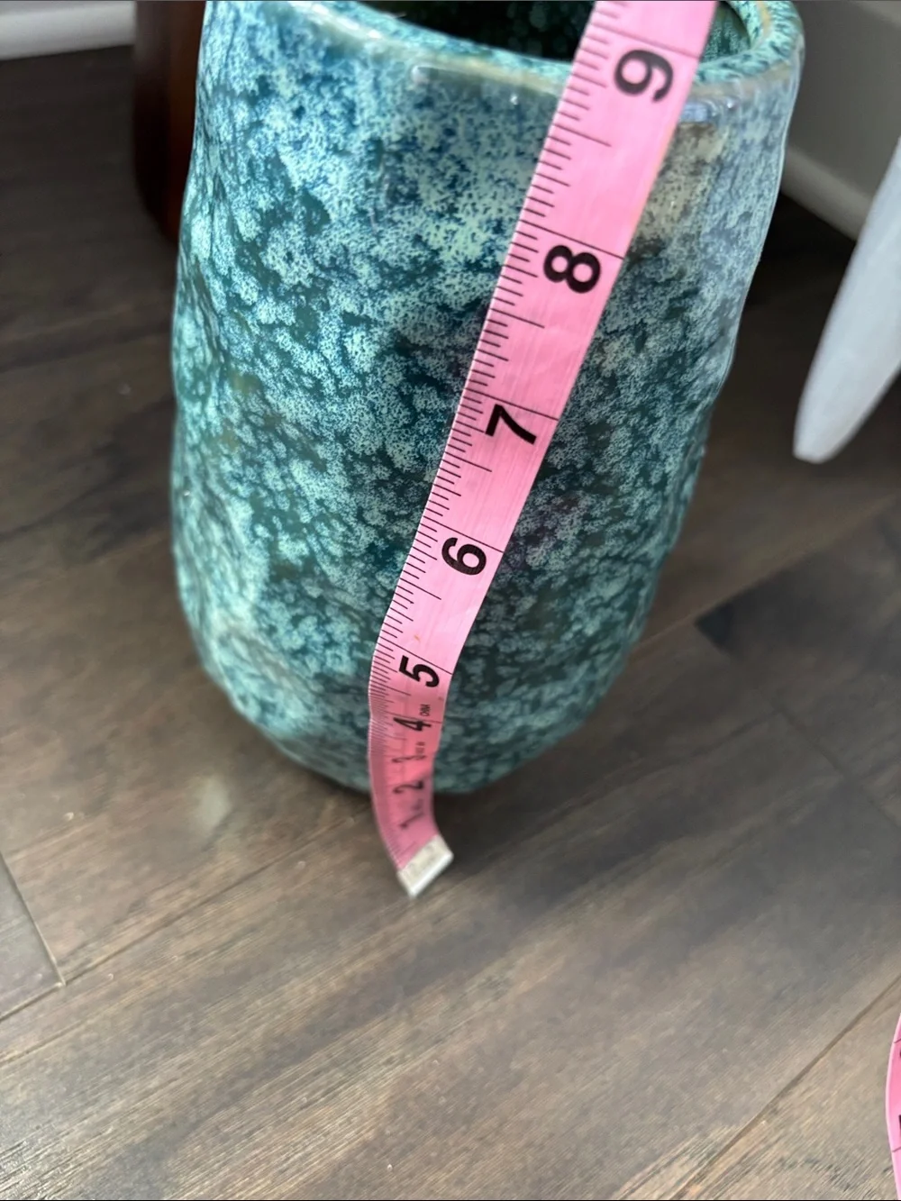 Cylindrical Shape glazed ceramic teal textured,organic rock look finish